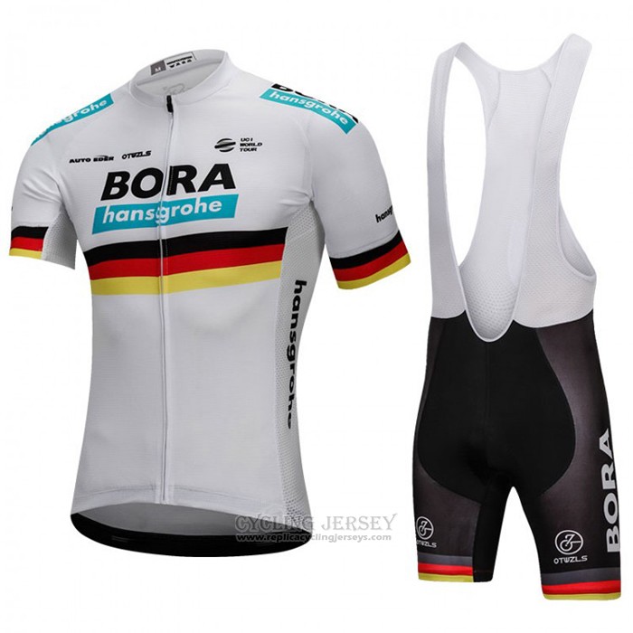 2018 Cycling Jersey Bora Champion Belgium White Short Sleeve and Bib Short
